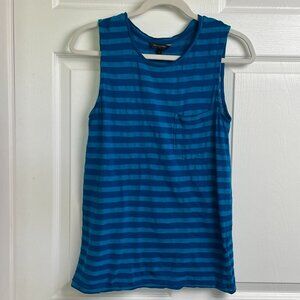Banana Republic Tank Top Blue Stripe Small Pocket Sleeveless